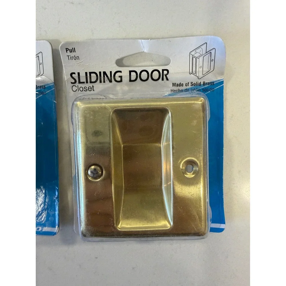 Slide-Co 161494 Solid Brass Sliding Closet Door Pulls Polished Gold Lot of 2